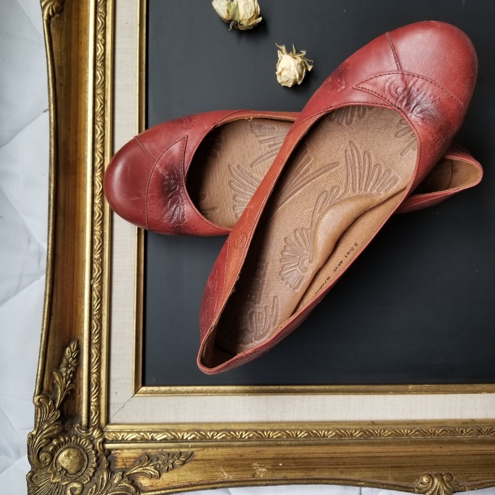 Born leather floral cushioned ballet flats